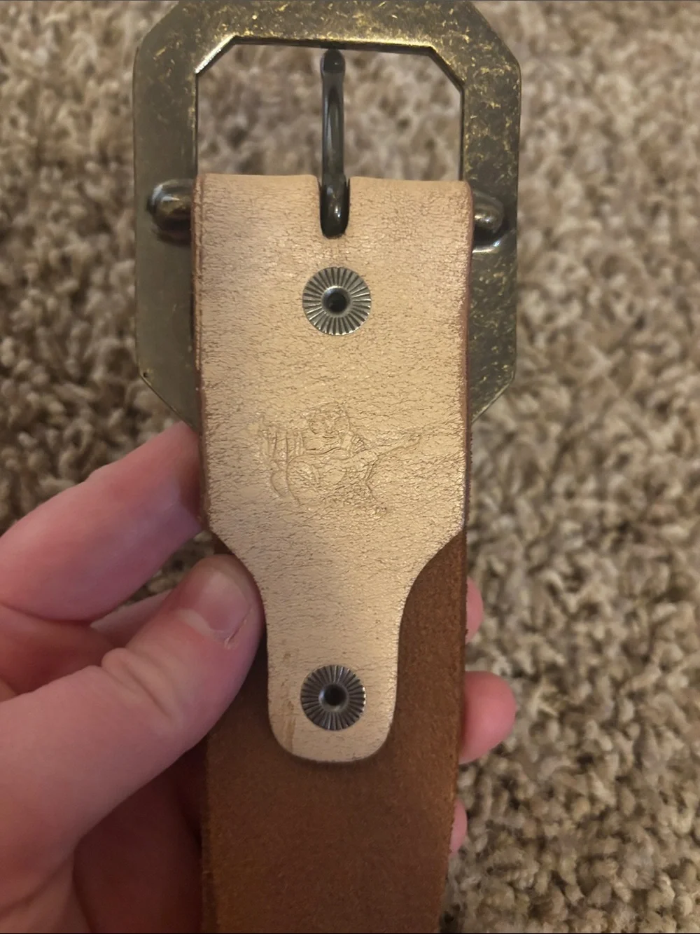Vintage True Religion Tan Leather Belt with Dark Contrast Stitching